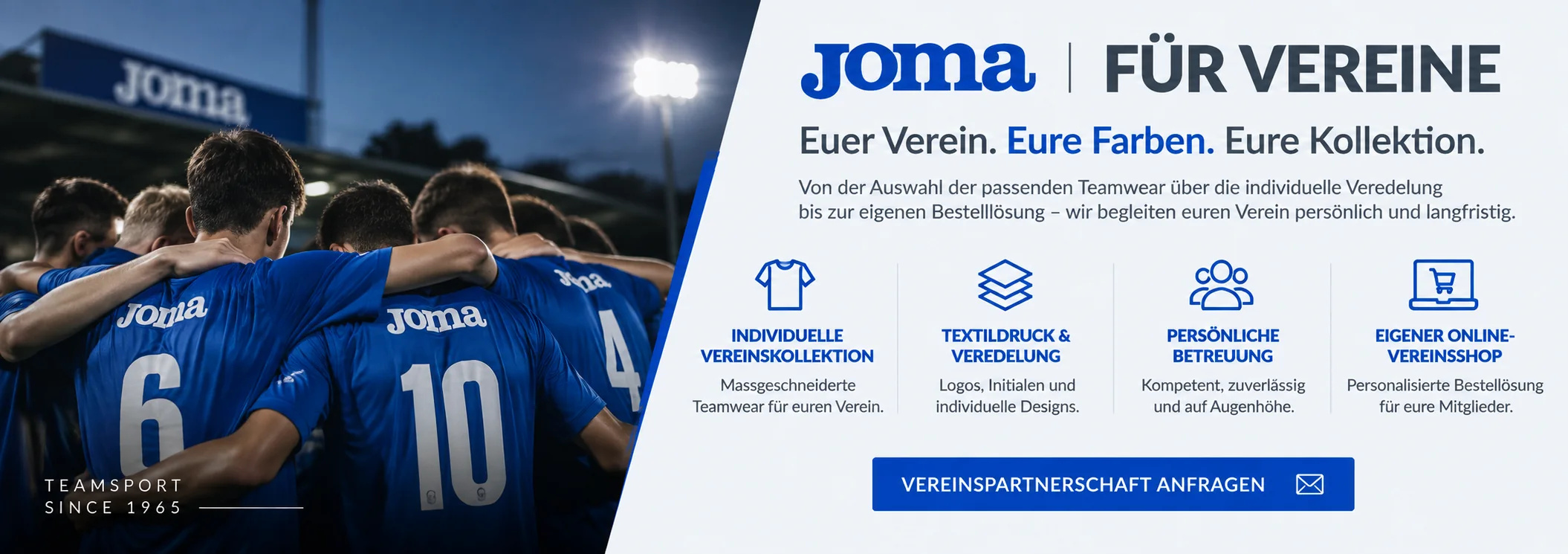 Joma für Vereine – individuelle Vereinskollektionen und eigener Online-Vereinsshop